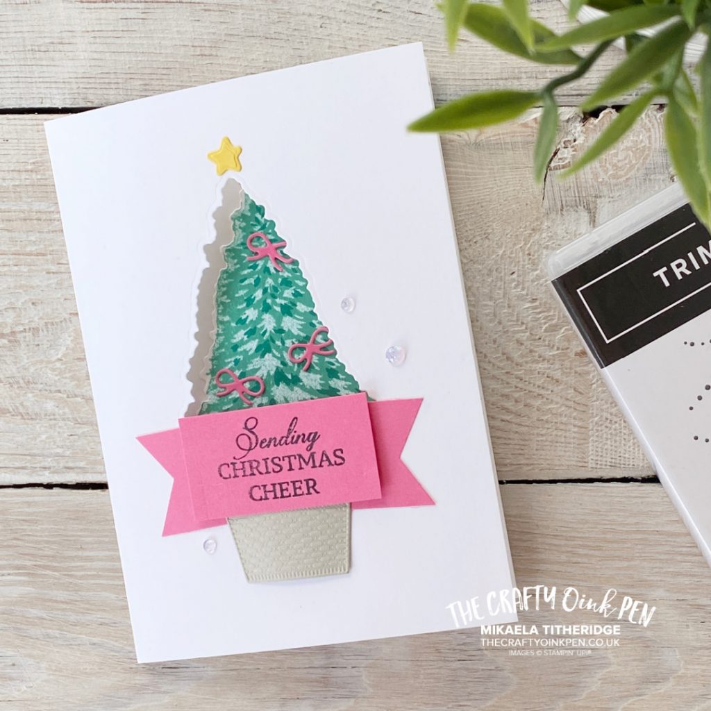 Trimming the Tree tri fold Christmas card