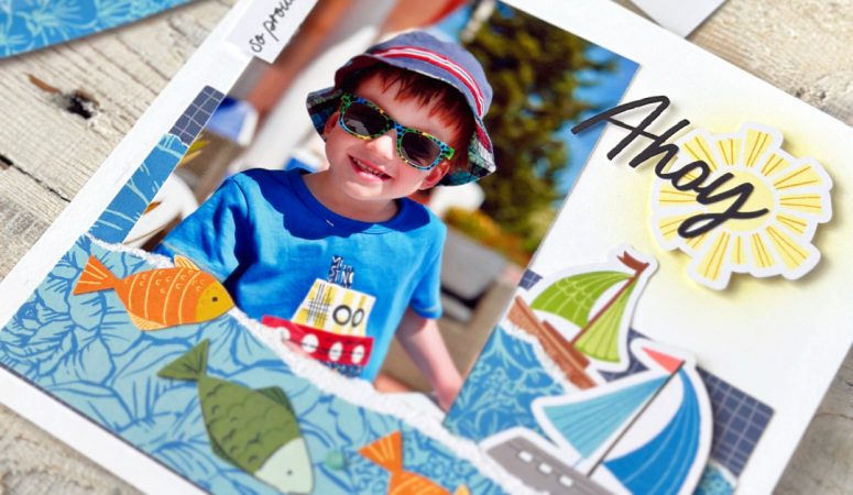 Mix and Match Ephemera Seaside Scrapbook Page