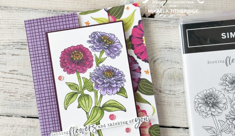 Flowering Zinnias Fancy Fold Card with Simply Zinnia