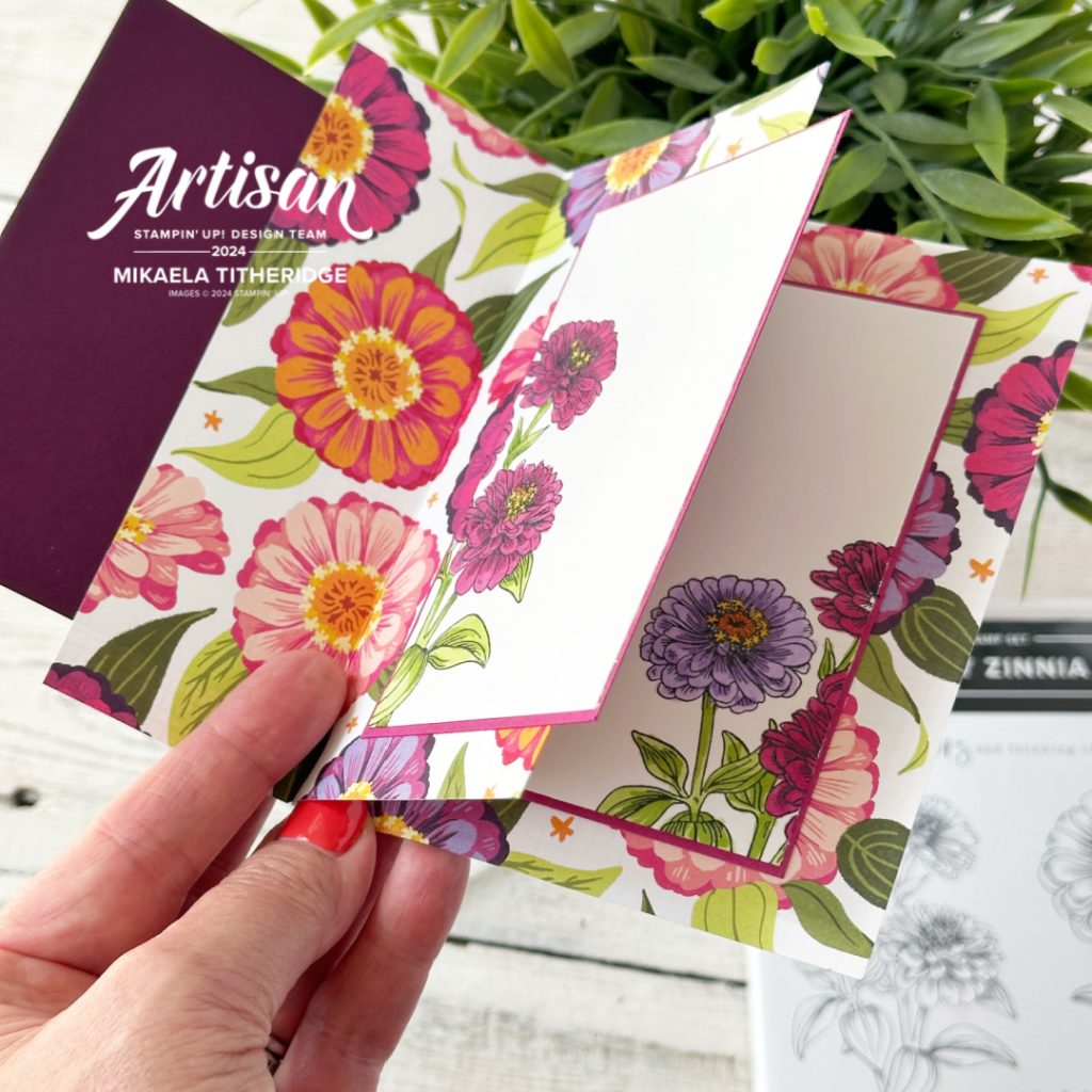 Fancy Fold Simply Zinnia card by The Crafty oiNK Pen