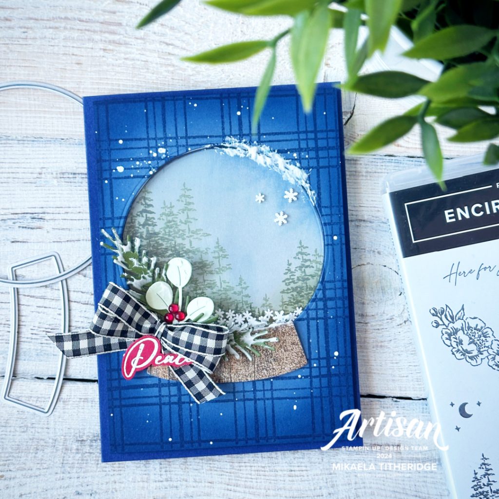Snowglobe that's Pretty in Plaid for the Stampin' Fancy Friday challenge by The Crarty oiNK Pen