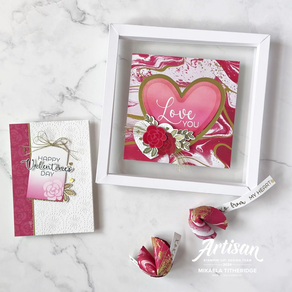Heartfelt Elegance framed Home Decor piece, card and fortune cookies by The Crafty oINK Pen
