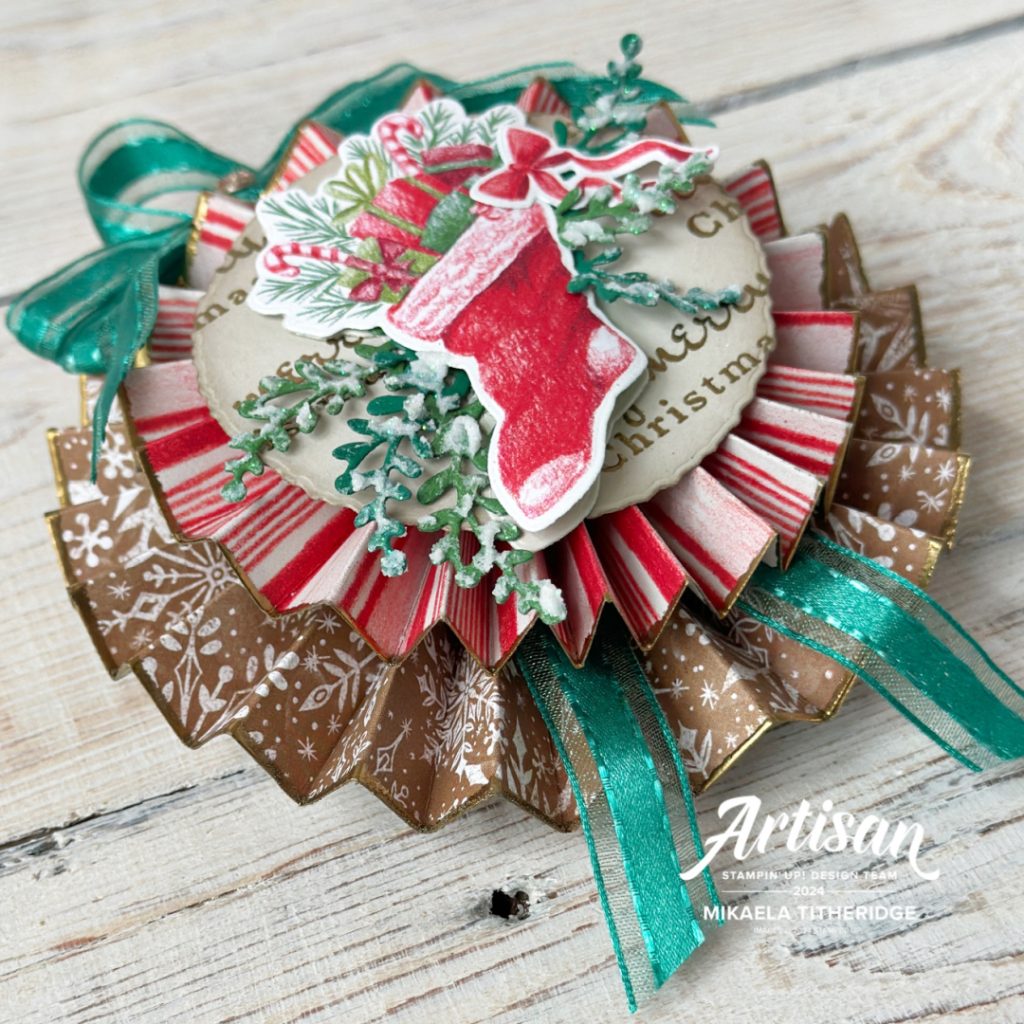 Sentimental Christmas wishes rosette hanging ornament by The Crafty oINK Pen
