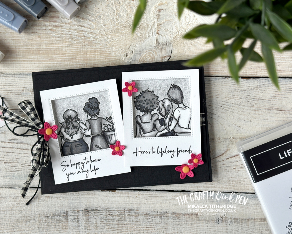 Black and White Lifelong Friends card by The Crafty oINK Pen