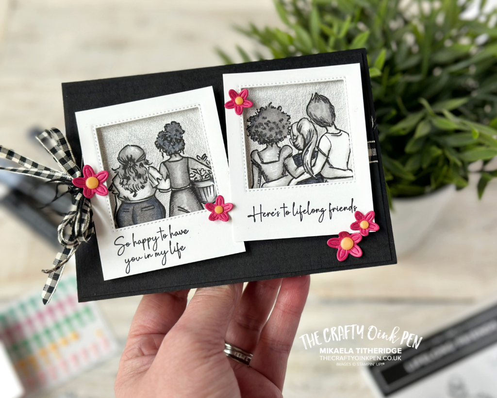 Black and White Lifelong Friends Card by The Crafty oINK Pen