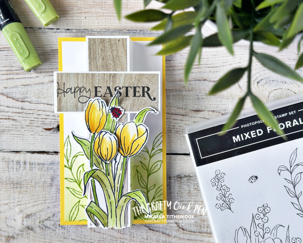 Pop Out Easter Cross Card designed using Mixed Florals for Artisan Swap Onstage 2025 by The Crafty oiNK Pen