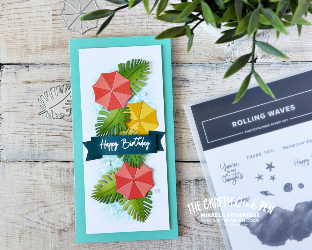 Handmade Birthday card using Rolling Waves by The Crafty oiNK Pen