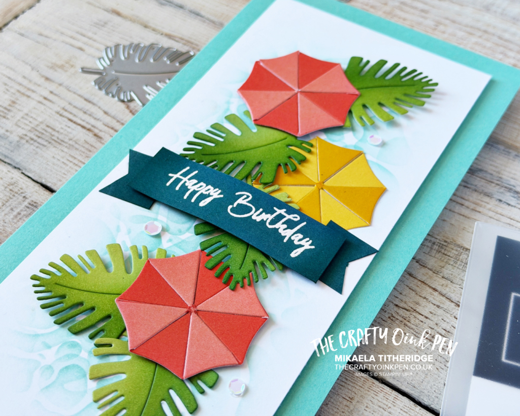 Handmade Birthday Card using Rolling Waves Bundle. Designed by The Crafty oINK Pen